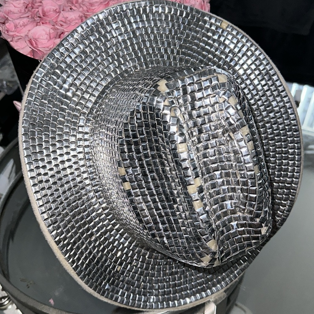 Silver Metallic Woven Hat